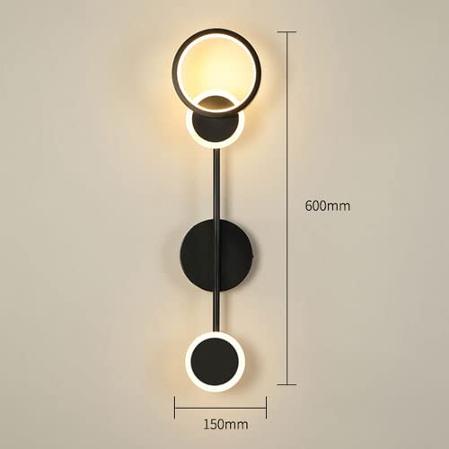 Aplique de pared LED negro geométrico redondo de 18W para iluminación interior 7