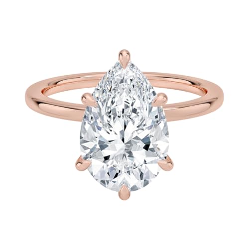 1-5 CT Pear Moissanite Engagement Ring 10K 14K 18K Solid Rose Gold & 925 Sterling Silver Solitaire Engagement Ring Promise Bridal Ring Christmas gift for Women(5ct, Pear)