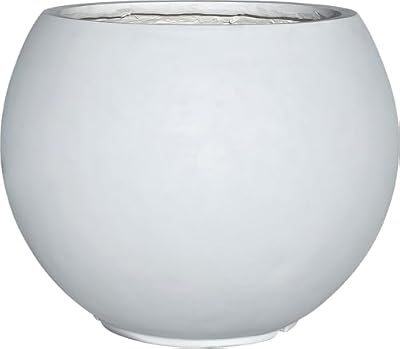 Panlaolao 17 H x 21" Dia (15" Pot Opening) Round Fiberstone Planter with Drainage Hole, White, Indoor/Outdoor Large Plant Pot for Home Patio Garden, Ideal for Large Plants