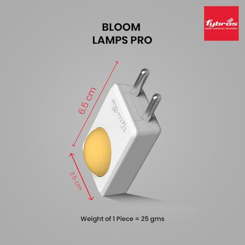 Image of FYBROS Bloom Pro LED Night Lamp | 0.5W | Yellow Light | Indirect Lighting | 2-Pin Plug | Energy Efficient | Low Power Consumption | Ideal for Bedroom, Kids Room, Hallway | Pack of 1