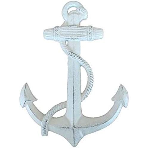 Handcrafted Model Ships Weißgewaschener Anker aus Gusseisen, 43 cm (17 Zoll), dekorativer Anker - maritimes Design Cover