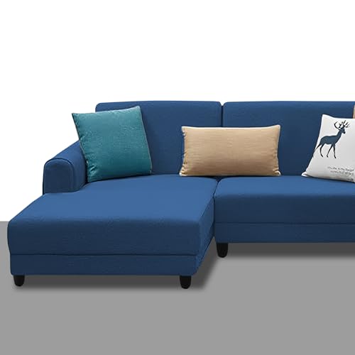 Image of Kraven LHS 4 Seater L Shape Sofa Set for Living Room (Blue Fabric) Premium Fabric Sofa