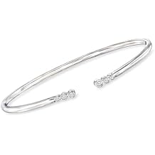 Pure Collection by Ross-Simons 0.10 ct. t.w. Bezel-Set Diamond Open-Space Cuff Bracelet in Sterling Silver