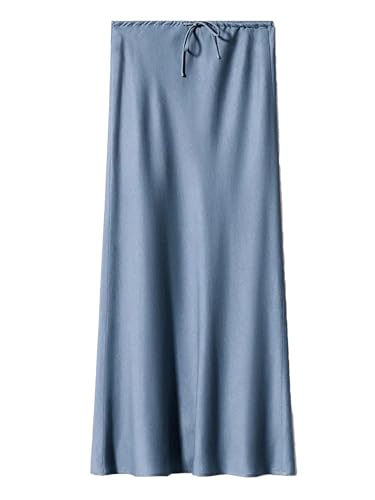 Wjnvfioo Women Long Satin Straight Maxi Skirt Spring Summer Elegant