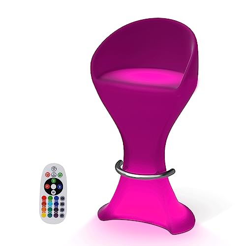 Magshion Color Changing Barstool 41" High Led Dimmable Stool With Metal Footrest, Rechargeable And Waterproof Outdoor Bar Chair Ambience Light Up Furniture For Patio Bar Cafe Pool Party #TOP4