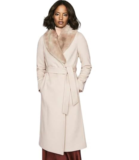 Patakadevi Ivory Woolen Winter Jacket with Soft Fur Collar | Daily Outings Travel Work | Woolen Coat Jacket Soft Faux Fur Collar Cozy Warm Layered Look Elegant Ivory Outerwear for Women-image-17