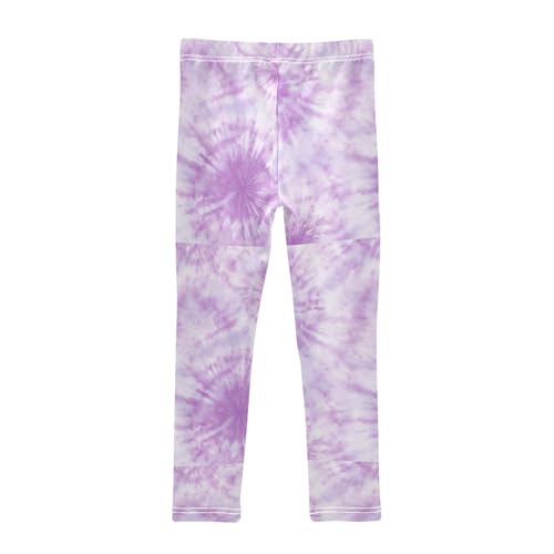 Boccsty Light Purple White Tie Dye Girls Leggings Kids Yoga Pants Dance Active Tights 4T2