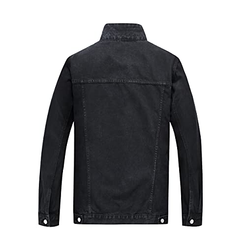 Image of PRIJOUHE Men's Denim Jacket Loose Fit Jean Jackets Button Down Trucker Coat