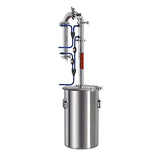 35L Home Brewed Distiller New Tubular Exchanger Distiller Moonlight Alcohol Machine With Copper Net Distillation Tower (1.5 inches)