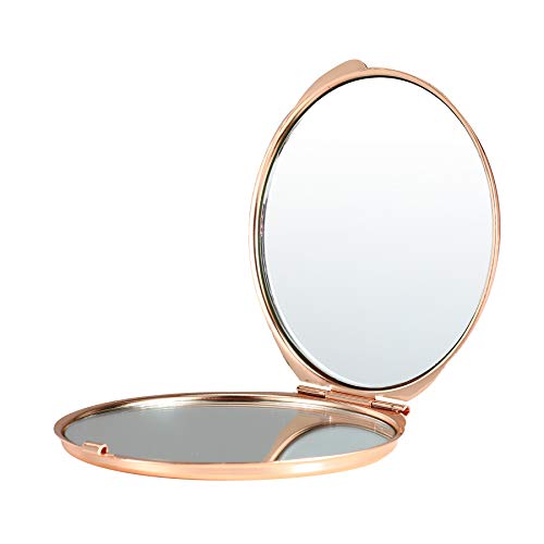Dynippy Compact Mirror Bulk Round Makeup Metal Pocket Mirror For Purses Portable Hand Mirror Double-Sided With 2 X 1X Magnification (5 Pack Rose Gold) #TOP2