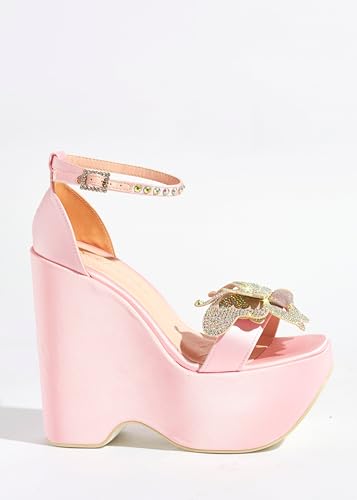 Sparkl Fairy Couture Women’s High Chunky Sole Open Toe Block Heels Ankle Strap Gabriella Platform Pink3