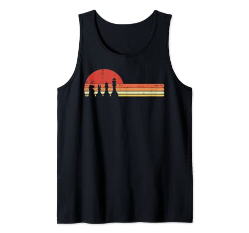 Piezas de ajedrez Sunset Chest Retro Master Player Hombres Mujeres Niños Camiseta sin Mangas