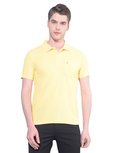 Image of Dollar Men's Pack of 1 Solid Cotton Blend Polo Neck T-Shirt