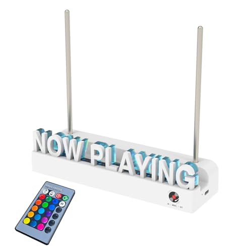 WPESI Now Playing Vinyl Record StandVinyl Record Holder Wall Mount Multiple Lighting Colors LED Lights Play Music Collection Display