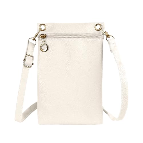 XSDSLS Handytasche für Damen zum Umhängen, PU Leder Handy Umhängetasche, Mini Crossbody Schultertasche Handytasche,Handy Umhängetasche mit abnehmbarem verstellbarem Trageriemen für Frauen (Weiß)
