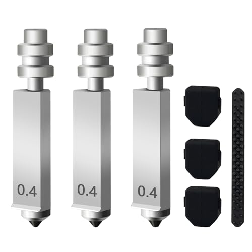 RugooSpink 3PK 0 4MM Heißend-Düse für Anycubic Kobra X Integrierte Düse Schnellwechsel gehärtete Stahl-Düse mit zusätzlichem 1 Stück Düsenbürste Hochdurchsatz Hochgeschwindigkeits-Druckkopf