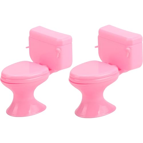 2Pcs Mini Toilet Seat Dollhouse Furniture Miniature Classic Bathroom Toilet