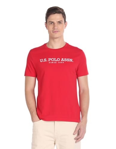 Image of U.S. Polo ASSN. Knitted Slim Fit Cotton T-Shirts for Men - Breathable & Comfortable, Half Sleeves Mens Casual T Shirts