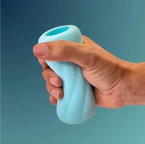 Image of Premium Silicone Stroker for Men - Ultra Soft, Flexible Manual Personal Massager with Textured Interior (Blue)