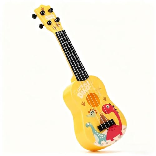 42cm Guitare Enfant Guitares et Instruments à Cordes pour Enfants, Guitare ukulélé pour Enfants avec 4 Cordes Ajustables (Jaune)