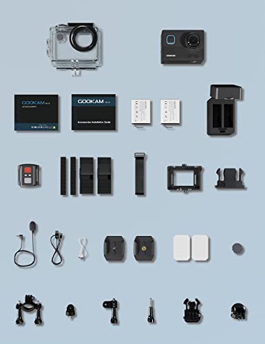 GOOKAM 4K 20MP Action Camera EIS WiFi Waterproof Sport Camera 40M Underwater 170° Wide Angle Video Camera with Remote Control External Mic 2x1200mA Batteries and Accessories - Image 7