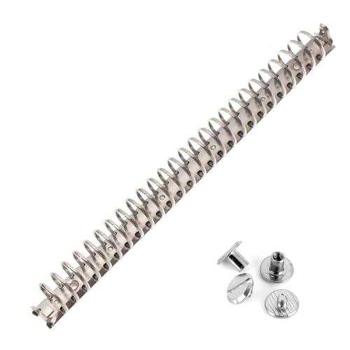 B5 多穴式リング バインダー金具 背なしタイプ 26穴【B5-26-20/18】18mm×268mm リング内径20mm 鉄ニッケル鍍金 シルバーシカゴスクリュ付き 手帳 製本