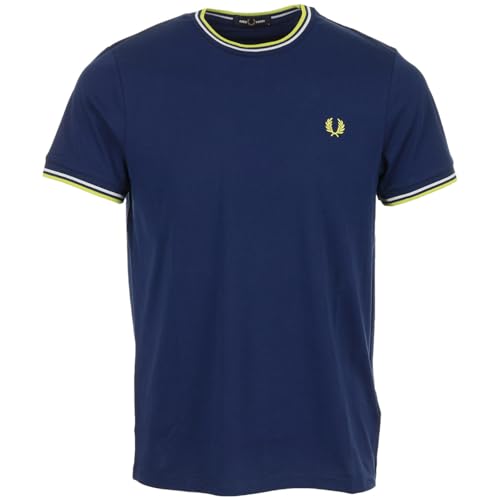 Image of Fred Perry Twin Tipped T-Shirt French Navy/Dusky Blue/Citron