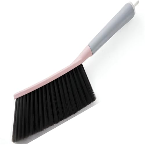 Image of Dust Removal Brush with Long Handle - Microfiber Bristles, Semi-Hard Duster for Carpet, Keyboard, Furniture, Sofa, Bed, Car, Hotel & Home - All-Purpose Cleaning Brush for Household Use (Pink)