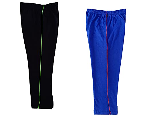Image of indi weaves Girls Cotton Solid Capri 3 /4th Leggings (Pack of 2)