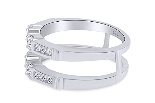 AFFY 1 Ct. Three Stone Ring Guard Enhancer in 14k Gold Over Sterling Silver with Cubic Zirconia2
