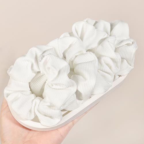 Image of Soft Scrunchies for Women - No Crease, No Damage Hair Ties for Thick or Thin Hair in White - Ponytail Holders, 5-Pack