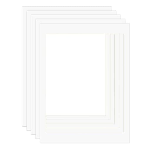 ZBEIVAN 18x24 White Picture Mats for 16x20 Pictures with Core Bevel Cut Frame Mattes - Pack of 5