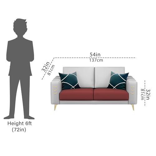 Image of Casaliving Falco 2 Seater Sofa Set for Living Room (Maroon Grey Fabric) Premium Fabric Sofa