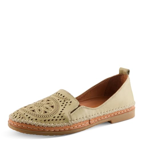 Image of Spring Step Women's Ingrid Loafers - Premium Leather Slip-On with Laser Cutout Design, Elastic Goring and Lightweight Flat Sole for Comfortable Stylish Wear