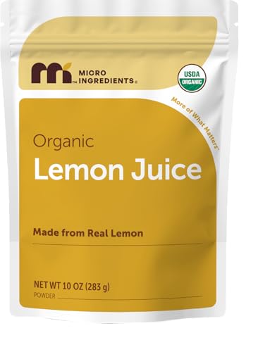 Micro Ingredients Organic Lemon Juice powder, 10 Ounce | 100% Natural Fruit Powder | Made from Real Lemon | No Sugar & Additives | Great Flavor for Drinks, Smoothie, & Beverages | Non-GMO & Vegan Friendly
