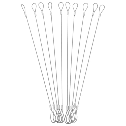 Gatuida 10pcs Stainless Steel Safety Security Cable Heavy Duty Stainless Coated Wire Rope with Loops Safety Cable for Luggage and Trail Cameras