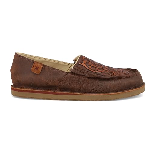 Image of Twisted X Women's Slip-On Loafer, Moc Toe, Chocolate Bomber & Tooled Brown, 7.5 M