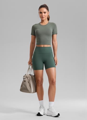 Image of CRZ YOGA Secretsculpt Biker Shorts Pockets 5'' | Booty Scrunch Butt, Butterlift, Buttery Soft, Moderate Compression, Workout, Pilates, No Front Seam, High Waist, for Women