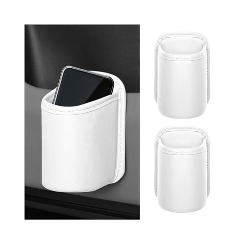 Portavasos para puerta de carro 2PCS en cuero blanco miniatura 1