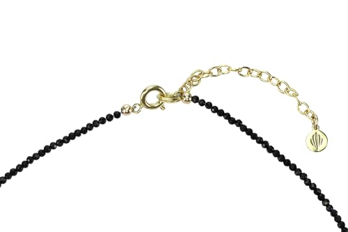 Collier de perles noires spinelle 2mm et perle d'eau douce en or pour mariage - 3