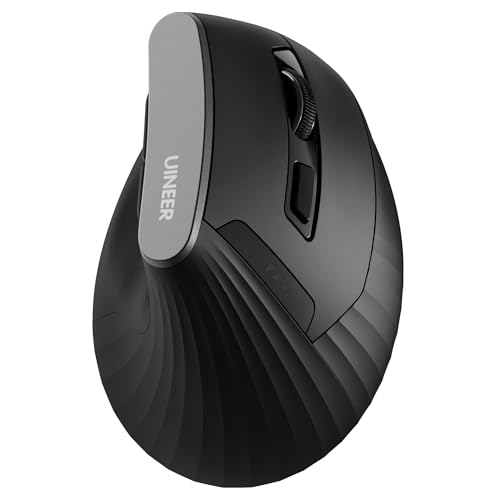 Uineer Ratón Inalámbrico Bluetooth Vertical, Ergonómico con 5.0/4.0 & 2.4GHz - Comodidad Duradera para el Uso en Oficina/Casa