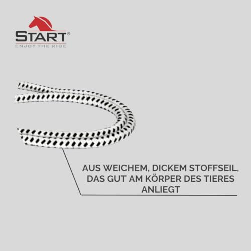 Start Soft Longierhilfe aus Baumwolle – Verstellbare Trainingshilfe mit Karabiner für Pferde – Weiche Hilfslonge zur Förderung der Vorwärts-Abwärts-Bewegung – weiß/schwarz (Full (Warmblut))