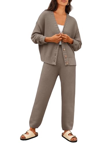 Image of LILLUSORY Womens Cardigan Pants Sets 2 Piece Slouchy Sweater Loungewear