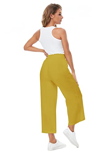 Cnjxjcd Womens Linen Pants Wide Leg High Waisted Drawstring Casual Flowy Pants With Pockets #TOP1