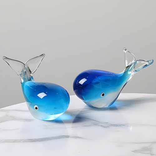 Figura decorativa de ballena luminosa de cristal miniatura 4