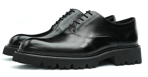 Santimon Men's Oxfords Formal Dress Derby Fashion Prom Wingtip Brogue Genuine Leather Shoes Wedding Tuxedo Business Causal Shoes for Men