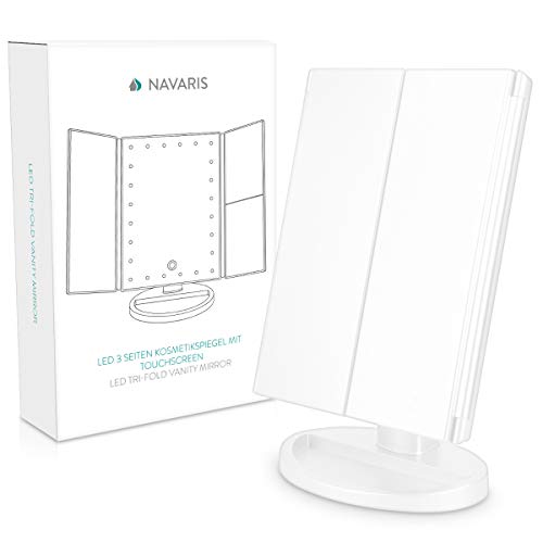 Navaris inklapbare spiegel met verlichting - Make-up spiegel met LED-lampjes en dimmer - 2+3 maal vergroting… - Afbeelding 8