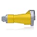 Leviton 320C4W 20 Amp, 125 Volt, 2P, 3W, North American Pin & Sleeve Connector, Industrial Grade, IP67, Watertight - YELLOW