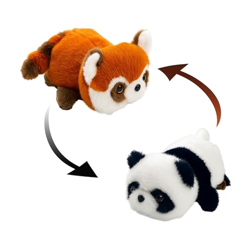 Image of ADORA Cute Flippable Plush Panda to Raccoon Reversible Soft Toy 30 cm | 2-in-1 Flip Stuffed Animal | Ultra Soft Plush Toy for Kids & Adults, Hugging & Home Decor Plush (White & Orange)