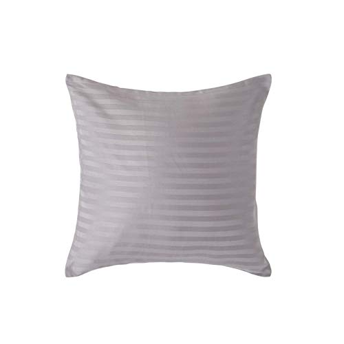 HOMESCAPES Grey Pure Egyptian Cotton Euro Size Pillowcase 40 x 40 cm 330 TC 500 Thread Count Percale Equivalent Satin Stripe Pillow Case with Zip Pack of 2